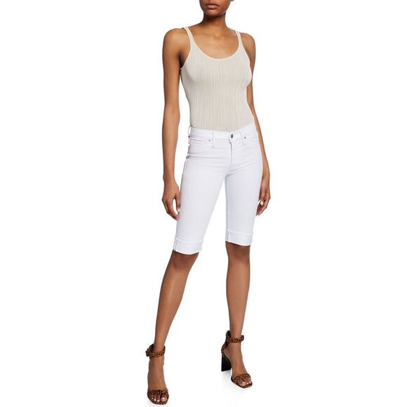 Hudson Womens Amelia Cuffed Knee Denim Bermuda Short 24 White NWT $135 - Picture 3 of 7